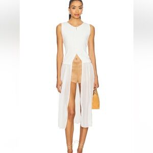 Free People Twice As Nice
Maxi Top White Sleeveless Sheer Midi Cardigan Duster